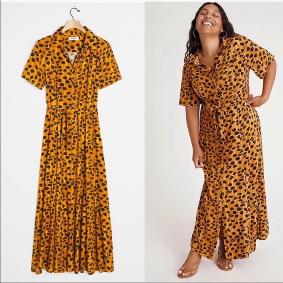 Anthropologie Vianne Maxi Shirtdress Animal Print Size 4 - Picture 2 of 10